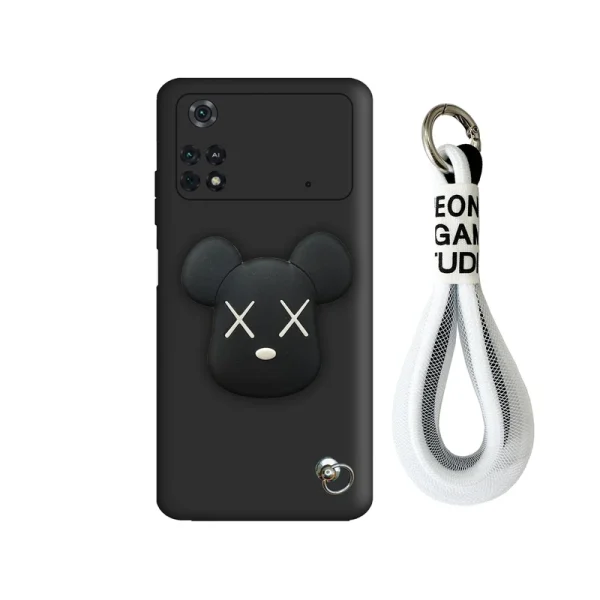 کاور قاب گارد مدل فانتزی طرح Robo Bear مناسب برای گوشی موبایل شیائومی Poco X4 Pro به همراه پاپ سوکت و بند