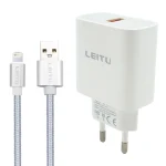 شارژر دیواری لیتو مدل LH-16 به همراه کابل تبدیل لایتنینگ