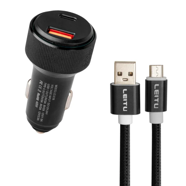 شارژر فندکی لیتو مدل LC-C18 48W به همراه کابل تبدیل MICRO USB